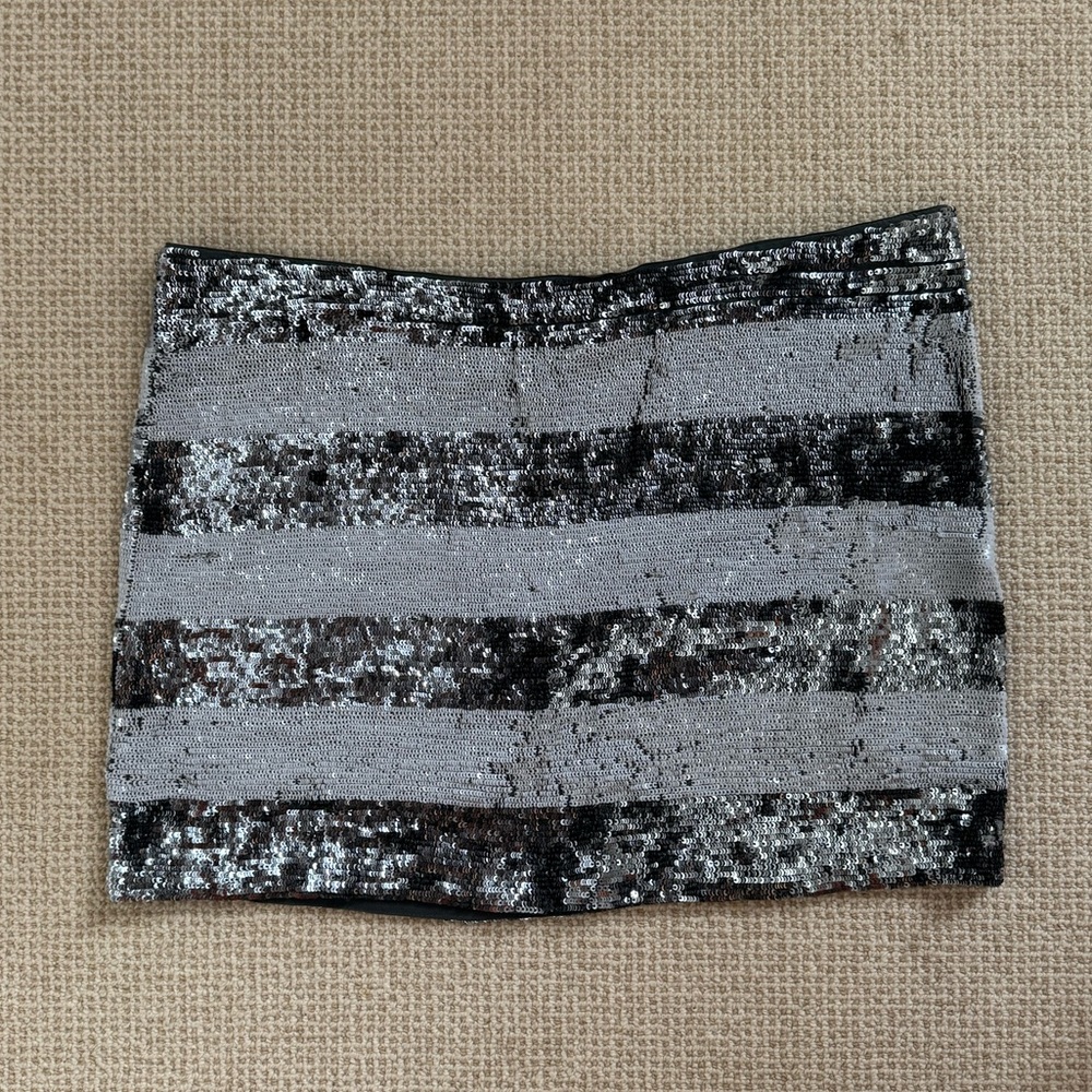 Haute Hippie Striped Sequenced Mini Skirt